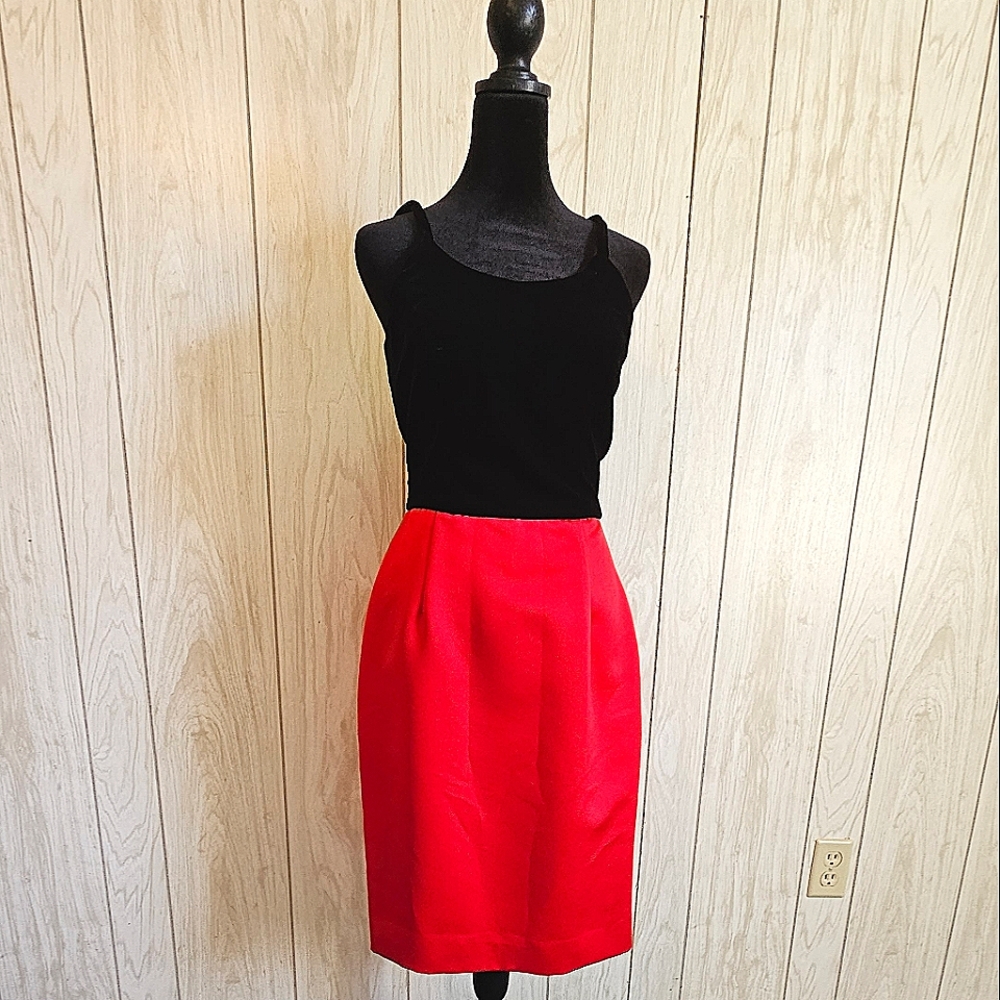 Red & Black Spaghetti Strap Cocktail Dress Small